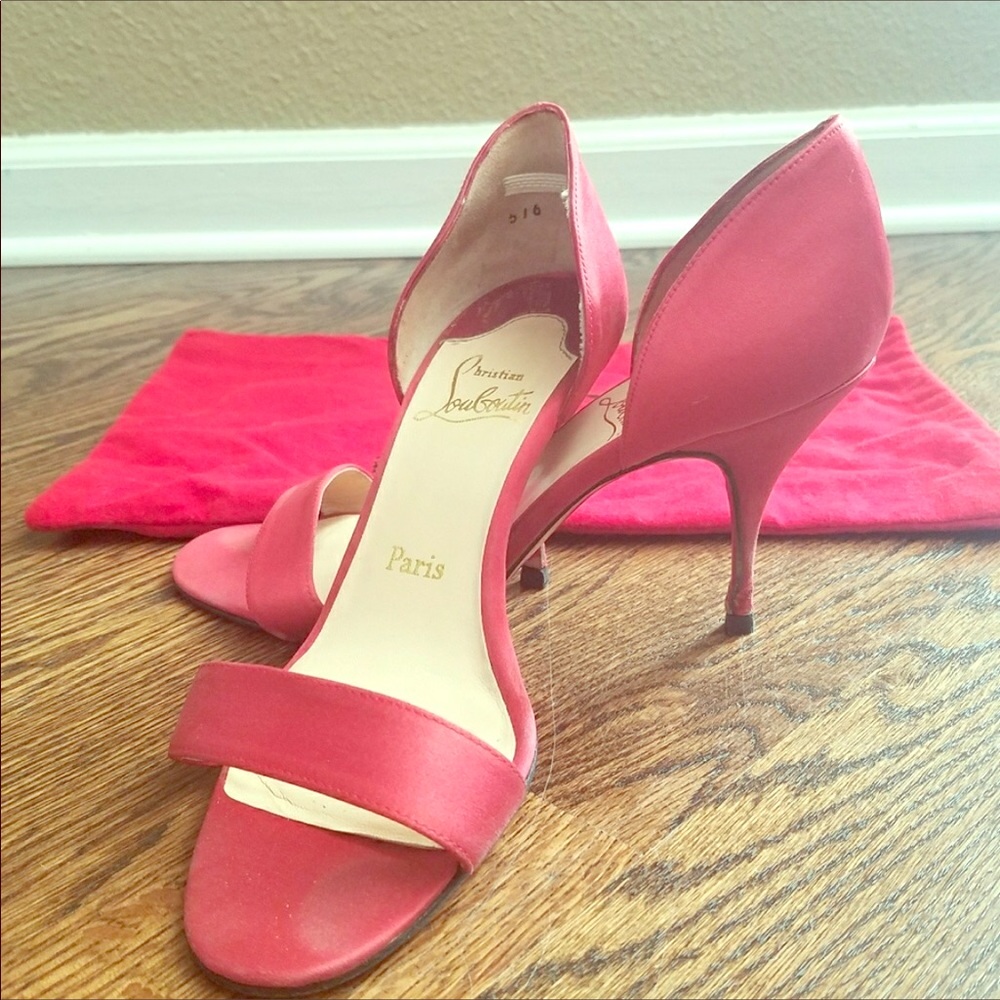Authentic Christian Louboutin doorway satin pumps